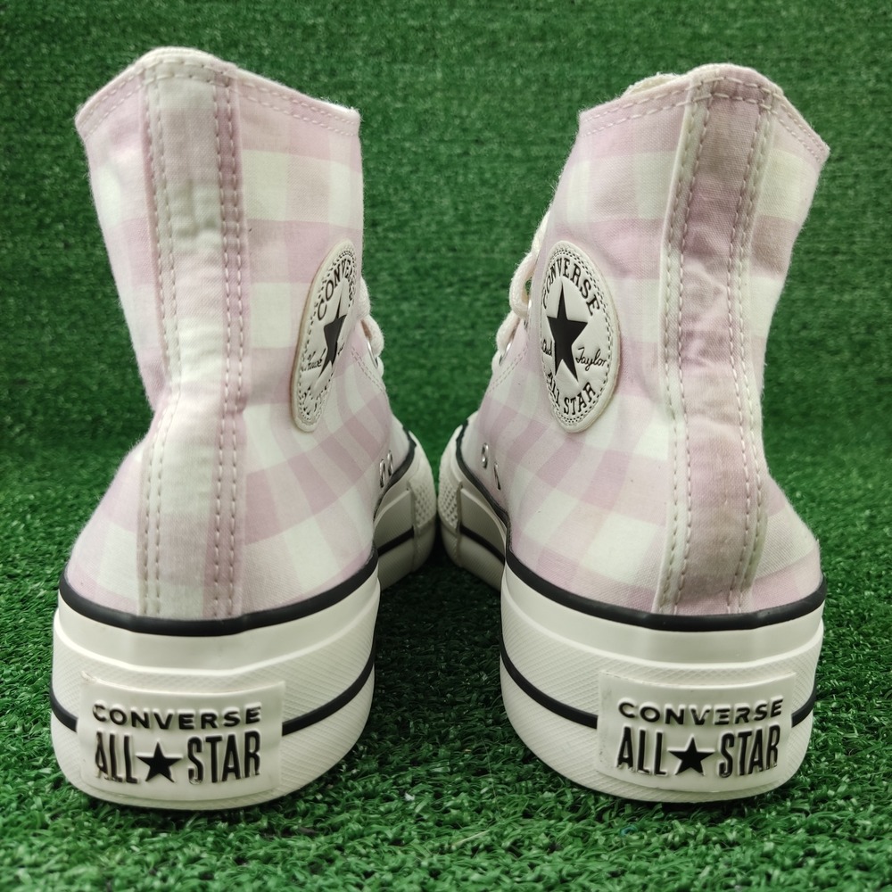 Converse Sneakers Womens 8 Pink Chuck Taylor All Star Lift Gingham High Top Shoe - Picture 5 of 9